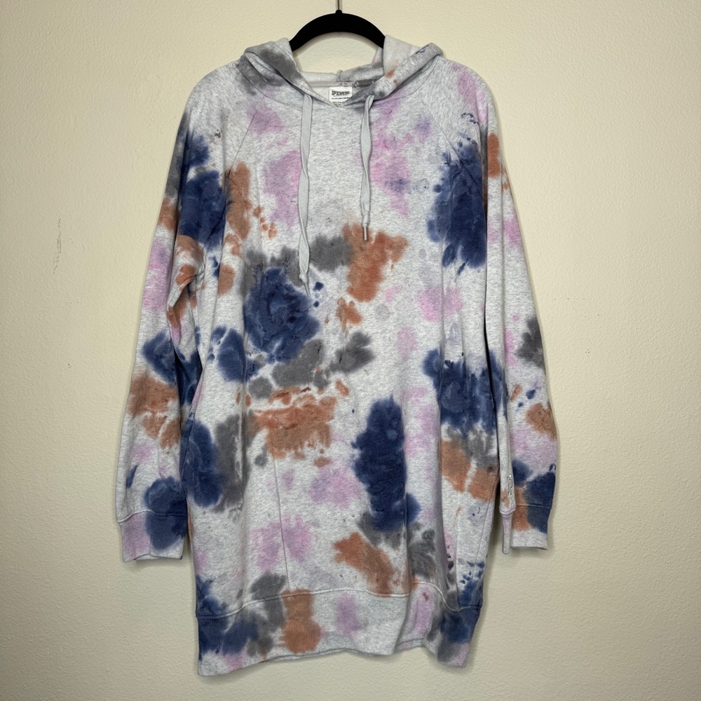 PINK Victoria's Secret Multicolor Tie-Dye Hoodie Sweatshirt Dress XS
